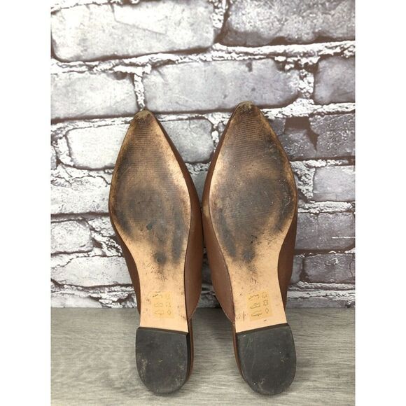 J Crew Brown Leather Pointed Toe Slip On Mules Flats Shoes Women Sz 8.5M US/39EU - Picture 9 of 16